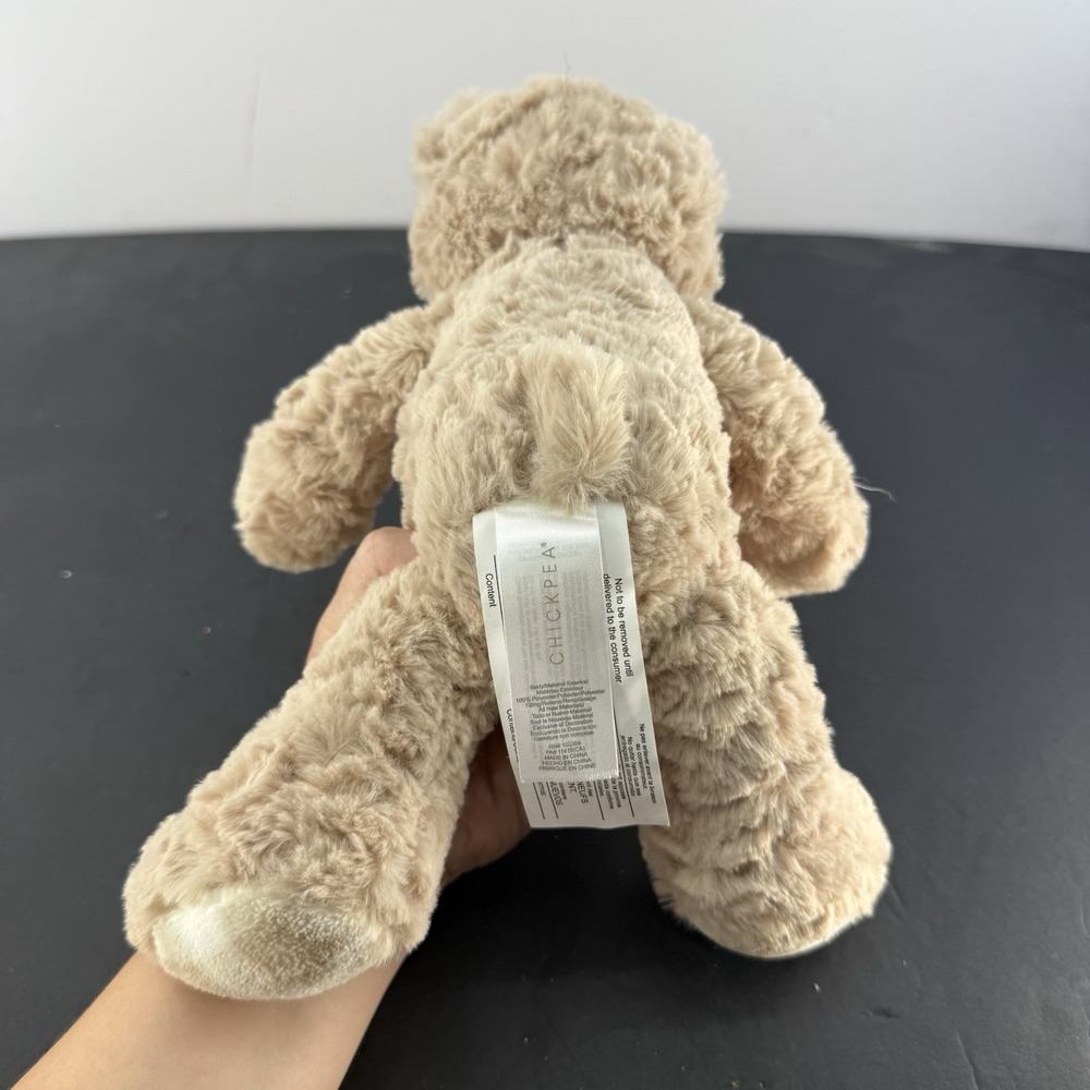 HTF Chickpea 12" Creamy Tan Plush Bear EUC Plaid Feet - Picture 5 of 8